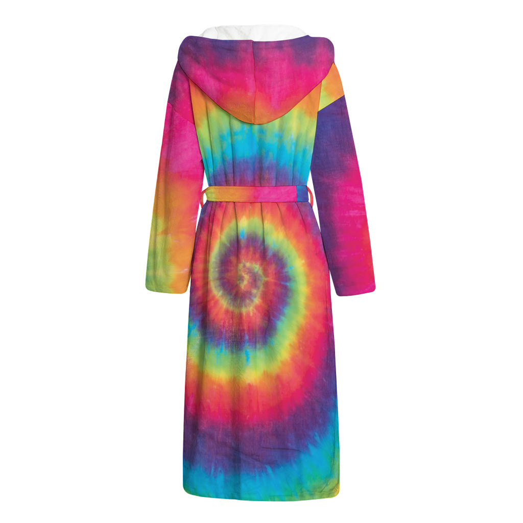 Tie Dye Print Hooded Bathrobe