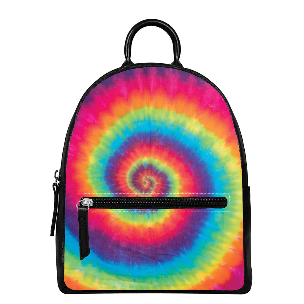 Tie Dye Print Leather Backpack