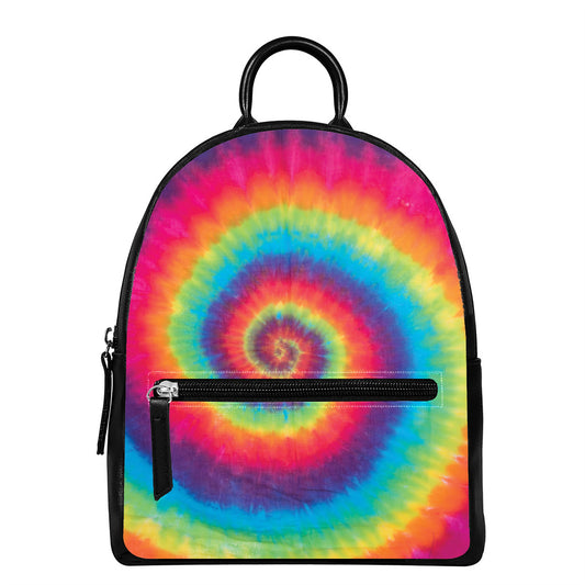 Tie Dye Print Leather Backpack