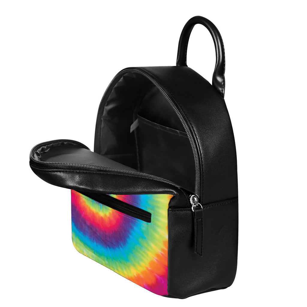 Tie Dye Print Leather Backpack