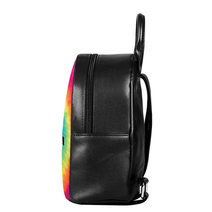 Tie Dye Print Leather Backpack