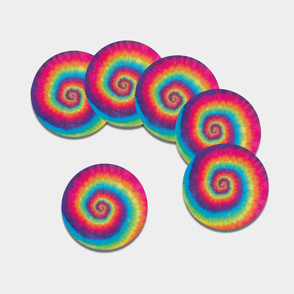 Tie Dye Print Leather Coaster Set