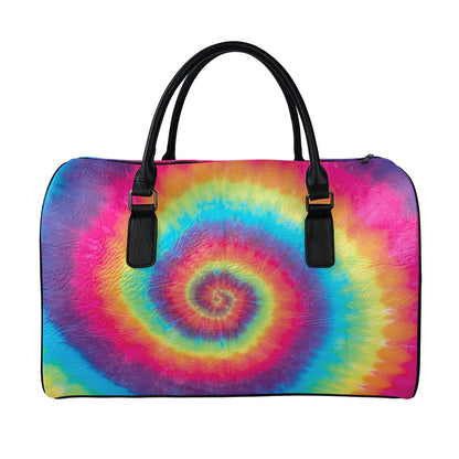 Tie Dye Print Leather Duffle Bag