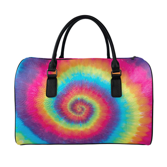 Tie Dye Print Leather Duffle Bag