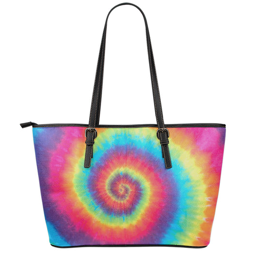 Tie Dye Print Leather Tote Bag