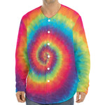 Tie Dye Print Long Sleeve Baseball Jersey