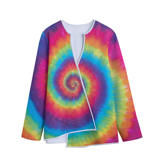 Tie Dye Print Long Sleeve Short Coat
