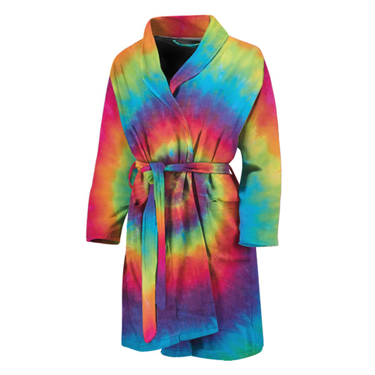 Tie Dye Print Men's Bathrobe