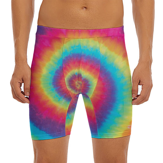Tie Dye Print Men's Long Boxer Briefs