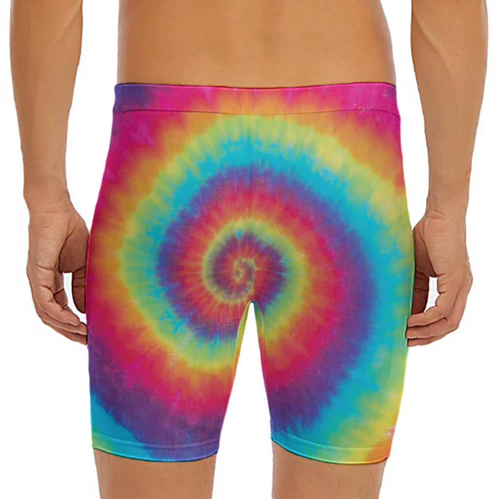 Tie Dye Print Men's Long Boxer Briefs