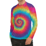 Tie Dye Print Men's Long Sleeve Rash Guard