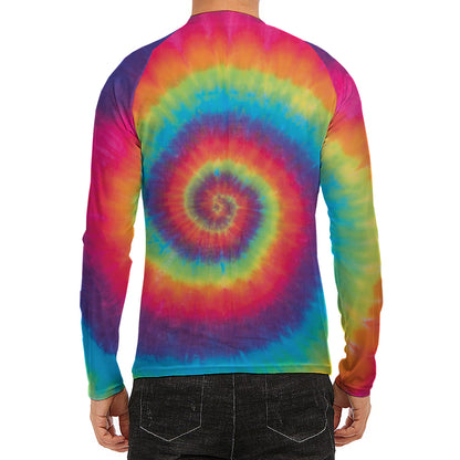 Tie Dye Print Men's Long Sleeve Rash Guard