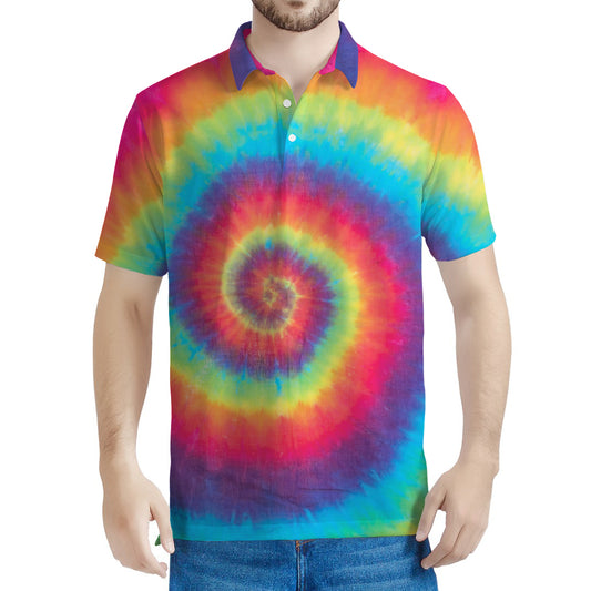 Tie Dye Print Men's Polo Shirt