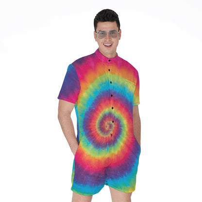 Tie Dye Print Men's Rompers