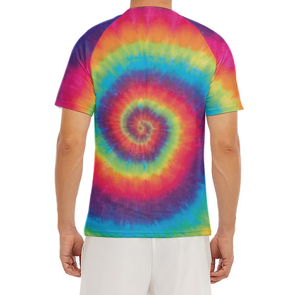 Tie Dye Print Men's Short Sleeve Rash Guard