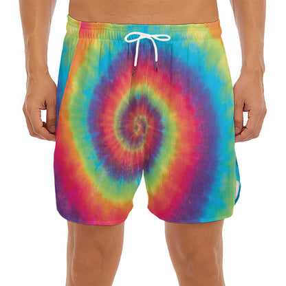 Tie Dye Print Men's Split Running Shorts