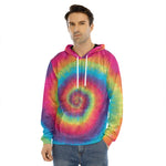 Tie Dye Print Men's Velvet Pullover Hoodie