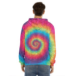 Tie Dye Print Men's Velvet Pullover Hoodie