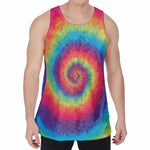 Tie Dye Print Men's Velvet Tank Top