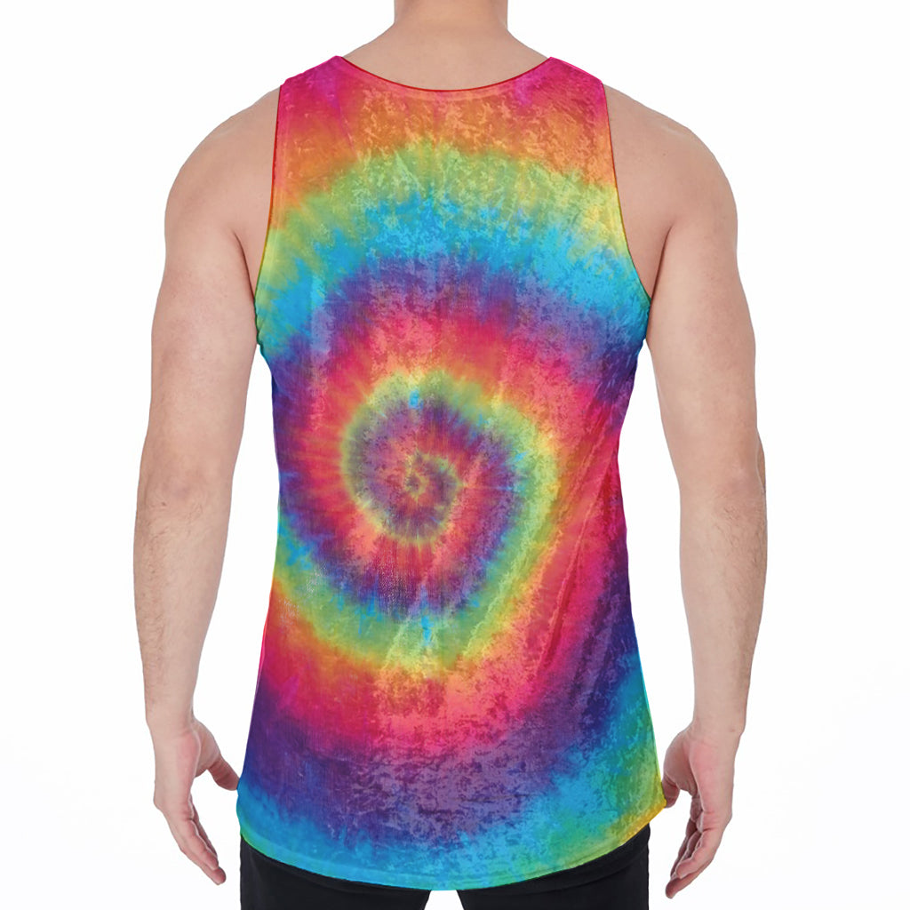 Tie Dye Print Men's Velvet Tank Top