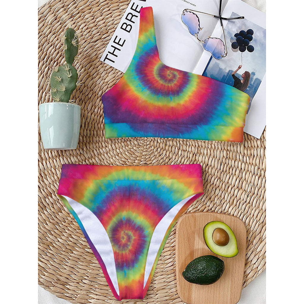 Tie Dye Print One Shoulder Bikini Top
