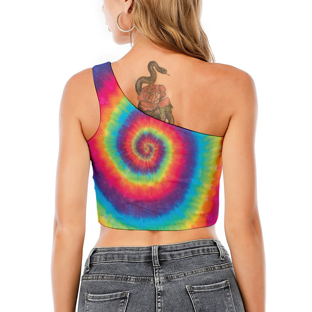 Tie Dye Print One Shoulder Crop Top
