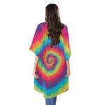 Tie Dye Print Open Front Beach Cover Up