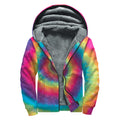 Tie Dye Print Sherpa Lined Zip Up Hoodie