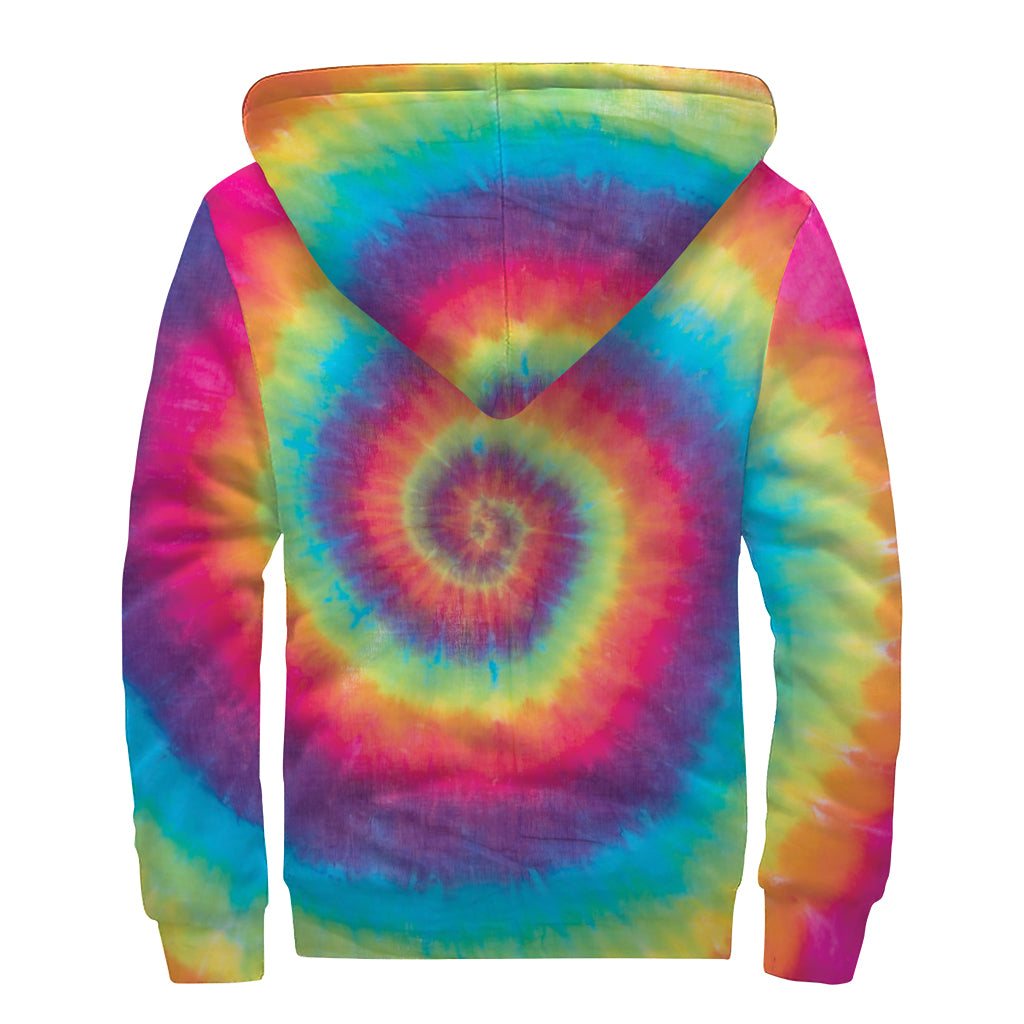 Tie Dye Print Sherpa Lined Zip Up Hoodie
