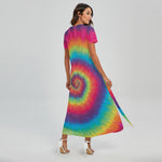 Tie Dye Print Short Sleeve Maxi Dress