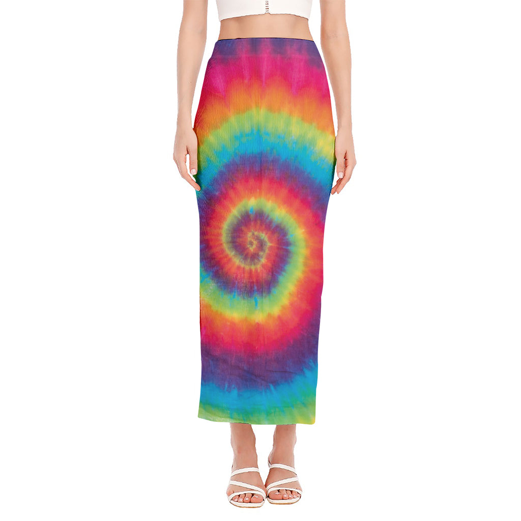 Tie Dye Print Side Slit Maxi Skirt