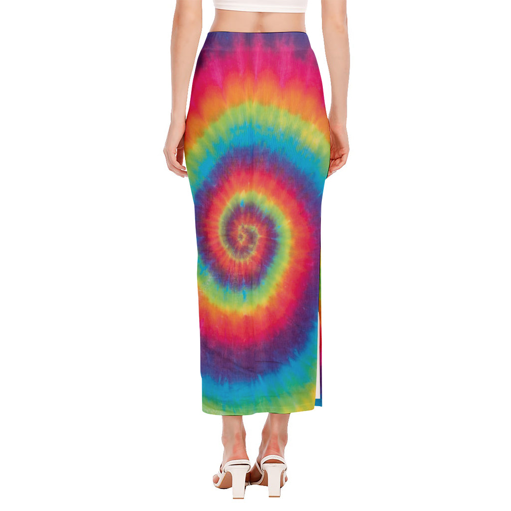 Tie Dye Print Side Slit Maxi Skirt