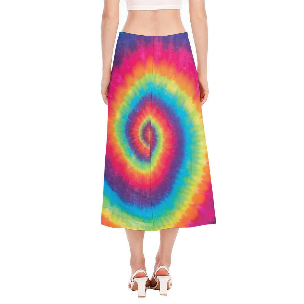 Tie Dye Print Side Slit Midi Skirt