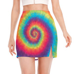 Tie Dye Print Side Slit Mini Skirt
