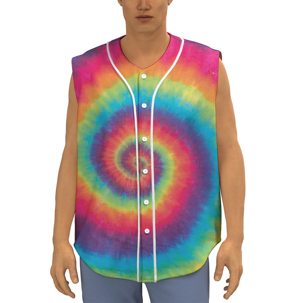 Tie Dye Print Sleeveless Baseball Jersey