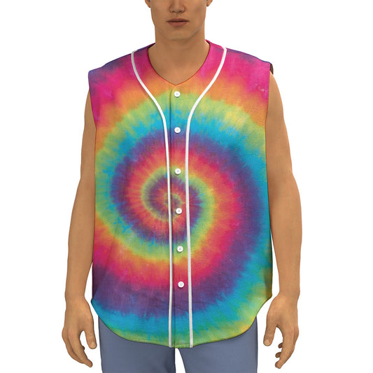 Tie Dye Print Sleeveless Baseball Jersey