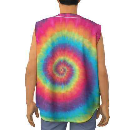 Tie Dye Print Sleeveless Baseball Jersey