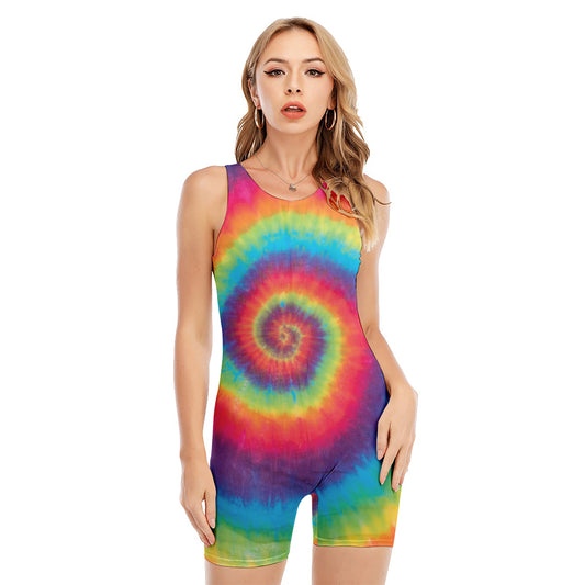 Tie Dye Print Sleeveless One Piece Swimsuit