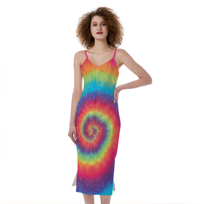 Tie Dye Print Slim Fit Midi Cami Dress