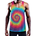 Tie Dye Print Men's Workout Tank Top