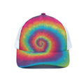 Tie Dye Print White Mesh Trucker Hat
