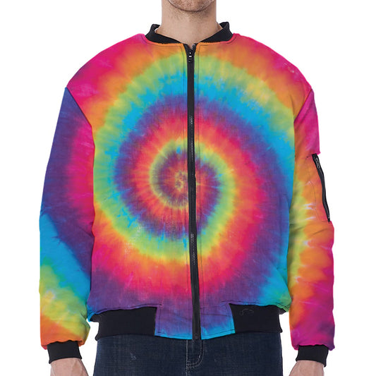 Tie Dye Print Zip Sleeve Bomber Jacket