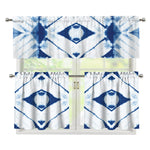 Tie Dye Shibori Pattern Print 3 Piece Kitchen Curtains