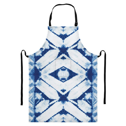 Tie Dye Shibori Pattern Print Bib Apron With Pocket