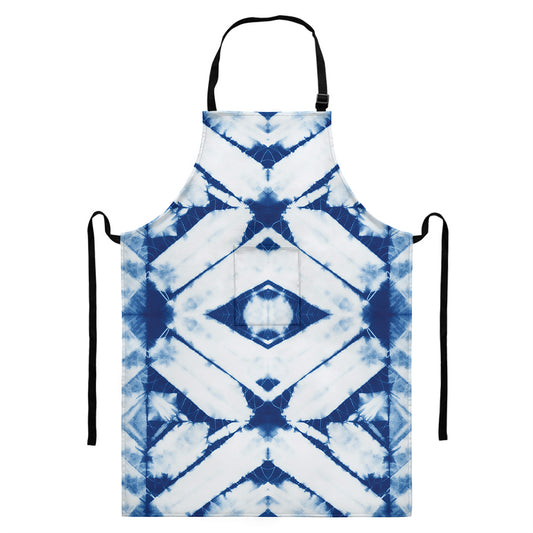 Tie Dye Shibori Pattern Print Bib Apron With Pocket