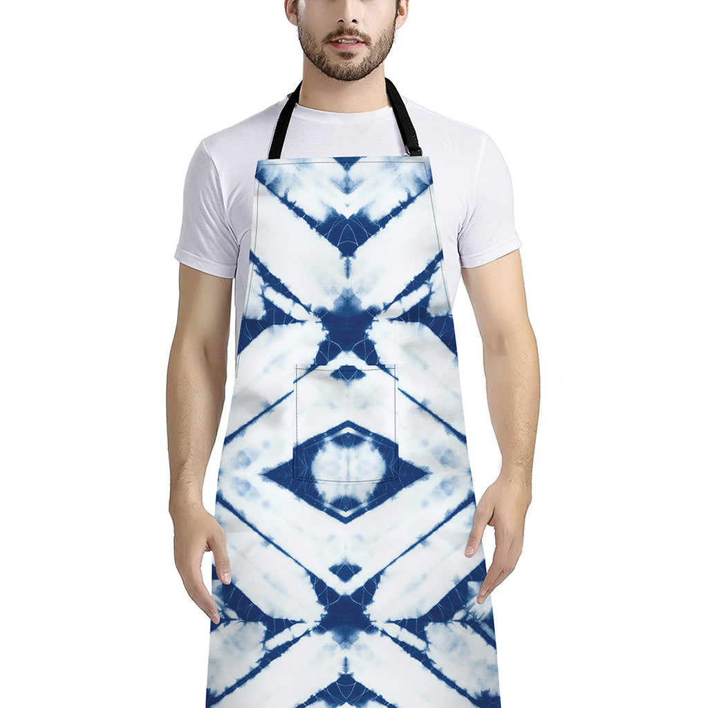 Tie Dye Shibori Pattern Print Bib Apron With Pocket