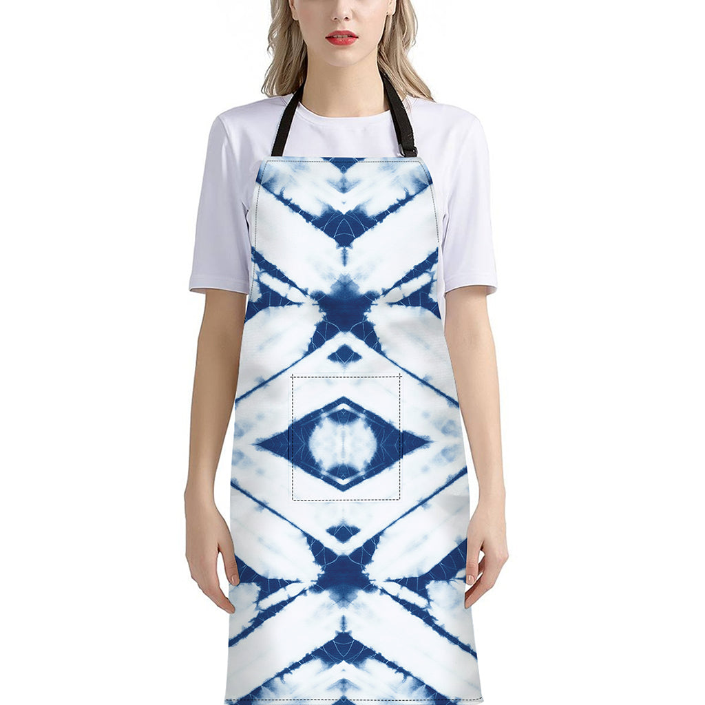 Tie Dye Shibori Pattern Print Bib Apron With Pocket