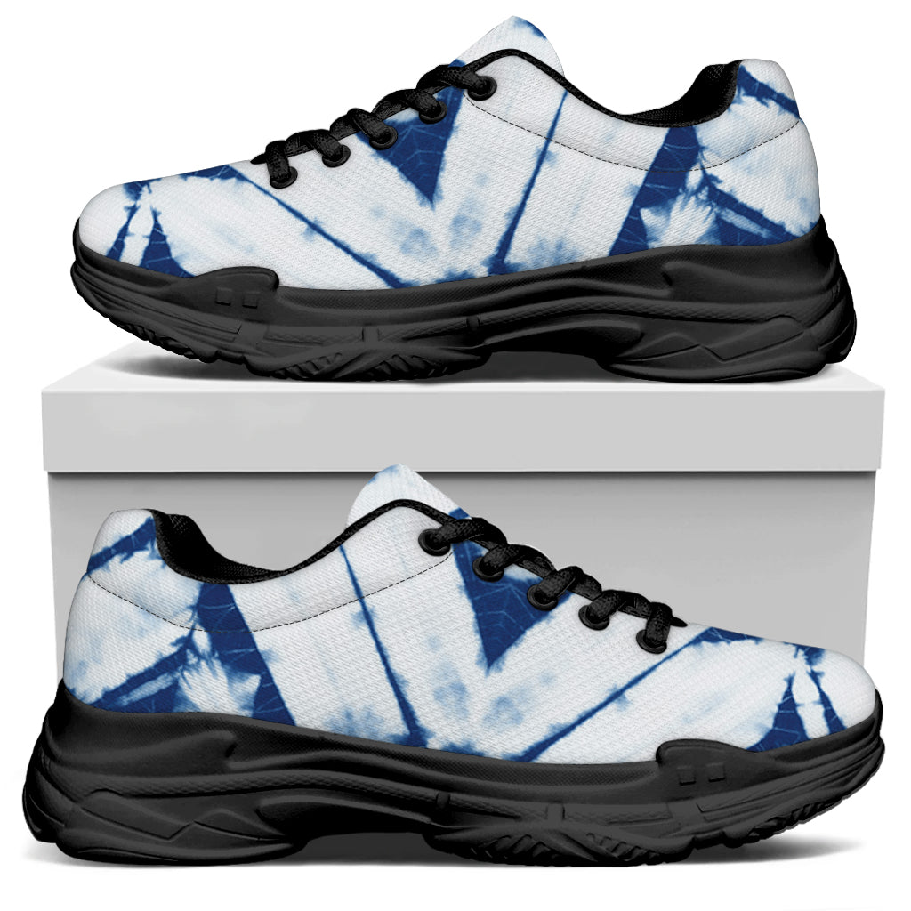 Tie Dye Shibori Pattern Print Black Chunky Shoes
