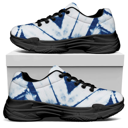 Tie Dye Shibori Pattern Print Black Chunky Shoes