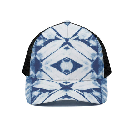 Tie Dye Shibori Pattern Print Black Mesh Trucker Cap